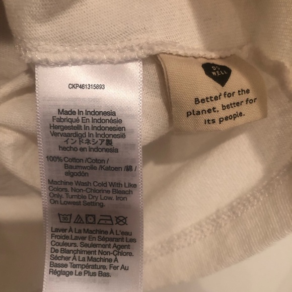 Madewell Tee - Structured V Neck Tee, Cream 
Sz Large Casual Neutral Versatile - Picture 2 of 8